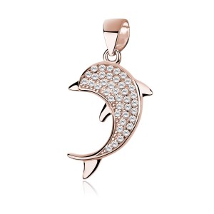 Pandantiv argint placat cu aur roz delfin cu pietre DiAmanti Z1035CRG-DIA (Argint 925‰ 1,3 g.)